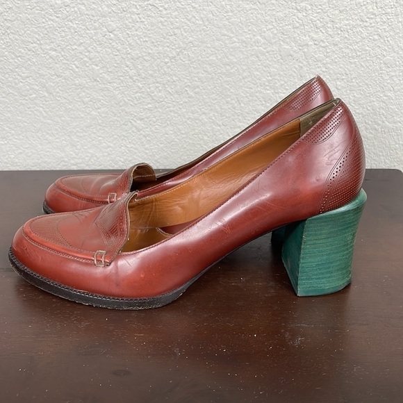 Fendi Austen Spazzolato Loafer Heels Bi Color Career Art To Wear Sz 40.5 - Picture 10 of 16